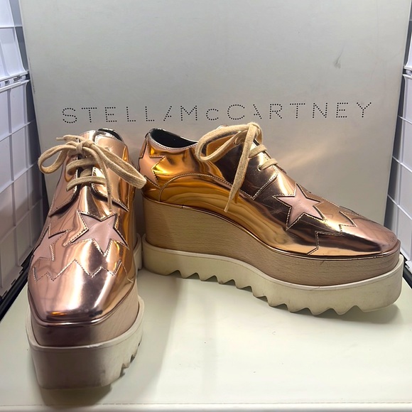 Stella McCartney Women's Elyse Star Cutout Wedge pink stars platforms 5.5-6 - Picture 5 of 16